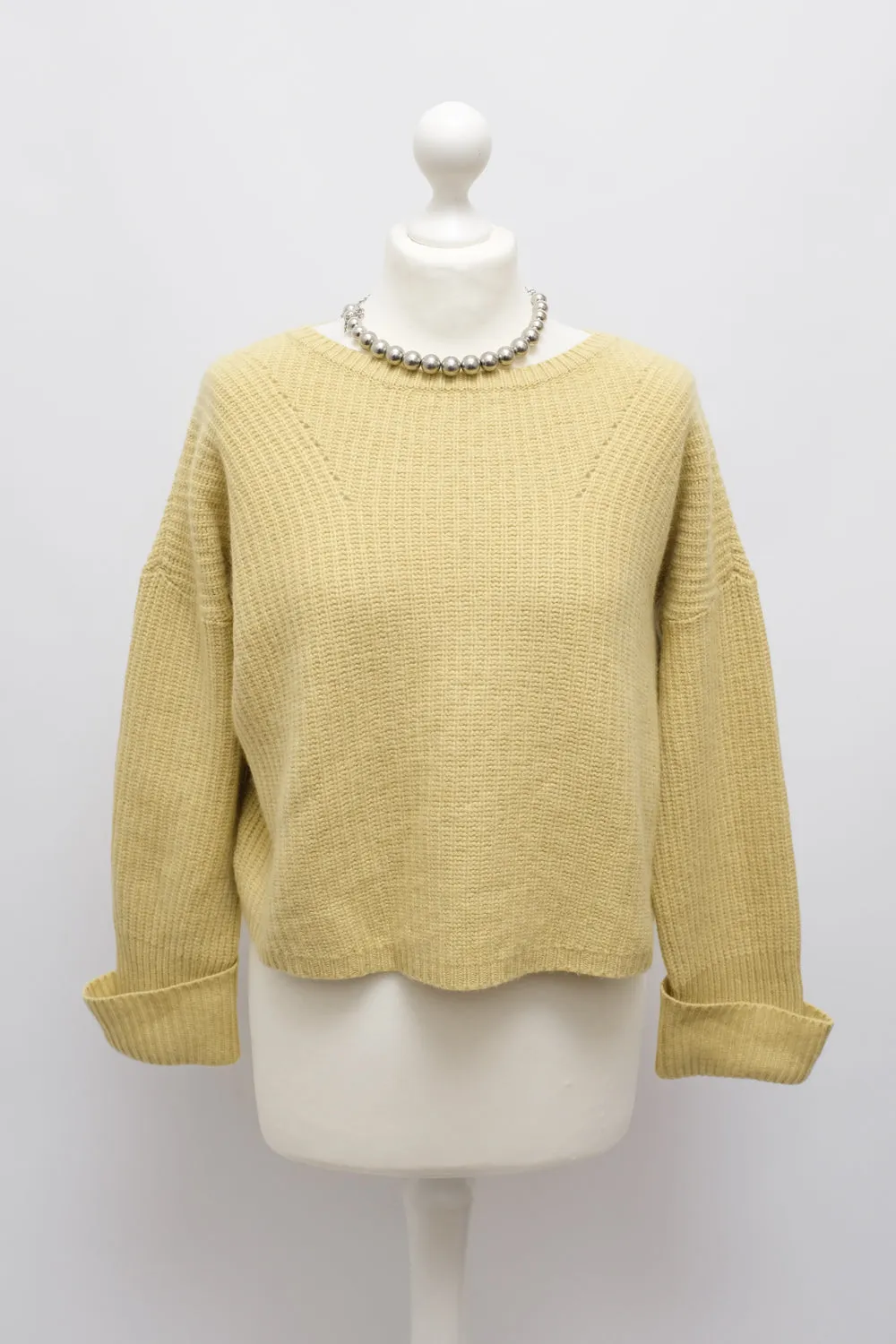 LAUREL YELLOW WOOL CASHMERE CROP SWEATER