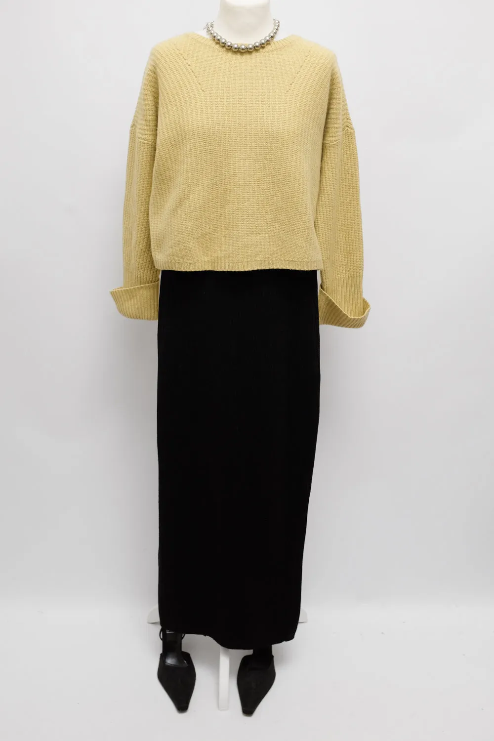 LAUREL YELLOW WOOL CASHMERE CROP SWEATER