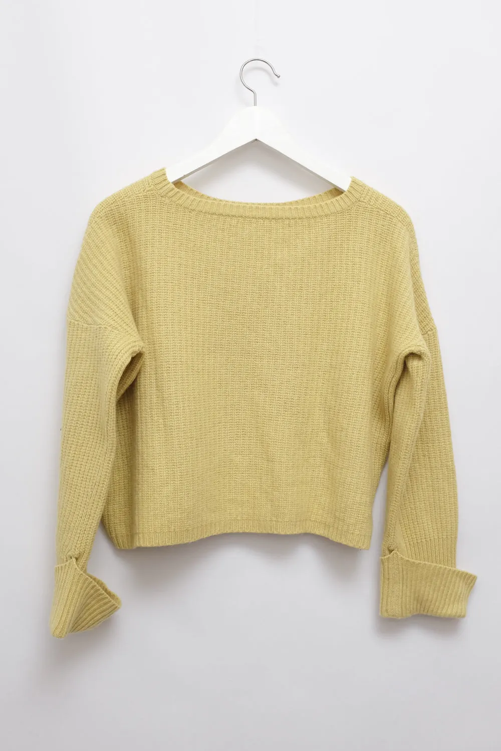 LAUREL YELLOW WOOL CASHMERE CROP SWEATER