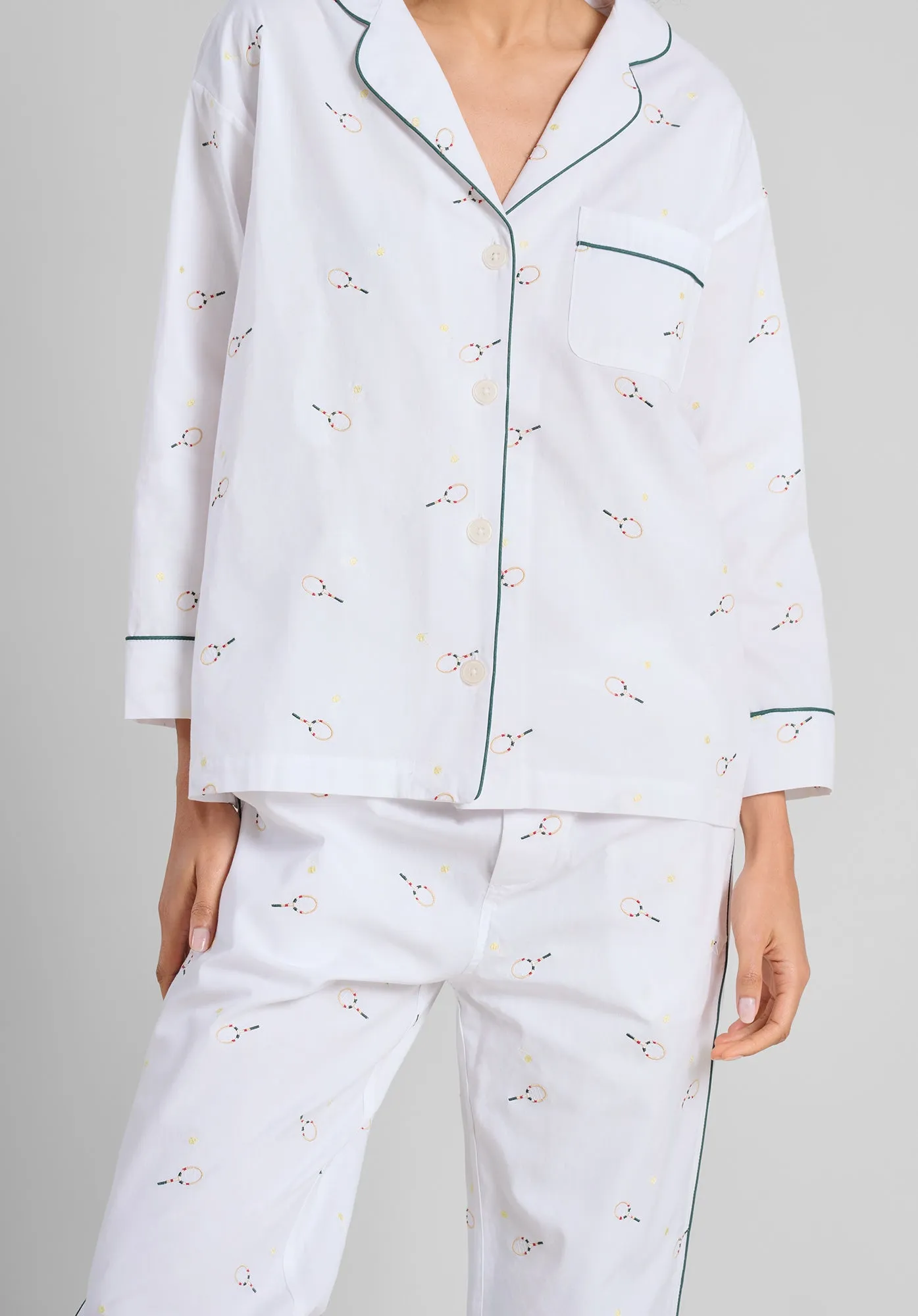 Marina Pajama Set in Tennis Embroidery