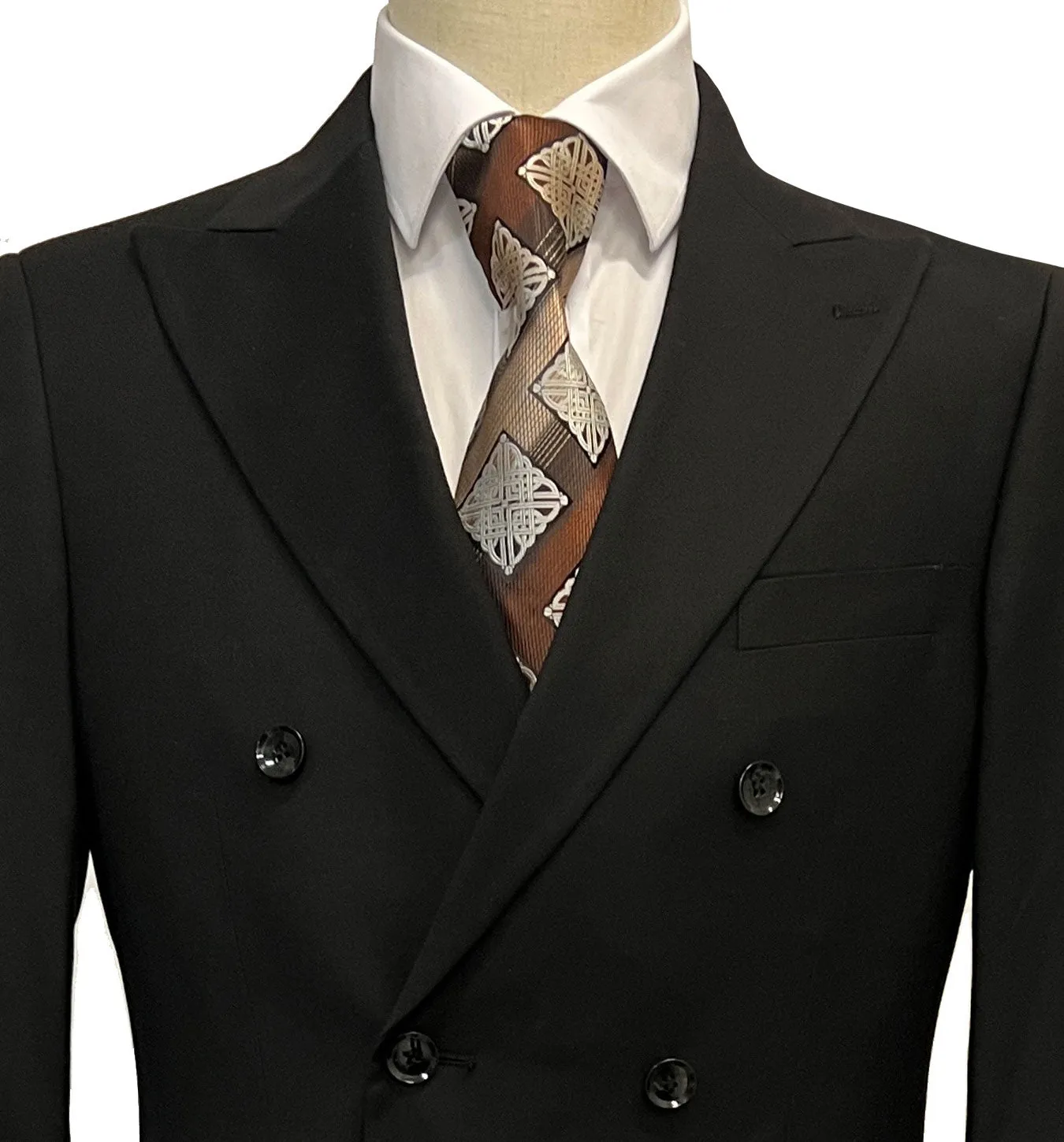 Mazari Vested Double Breasted Modern Fit Suit - Paris Black 1500DB