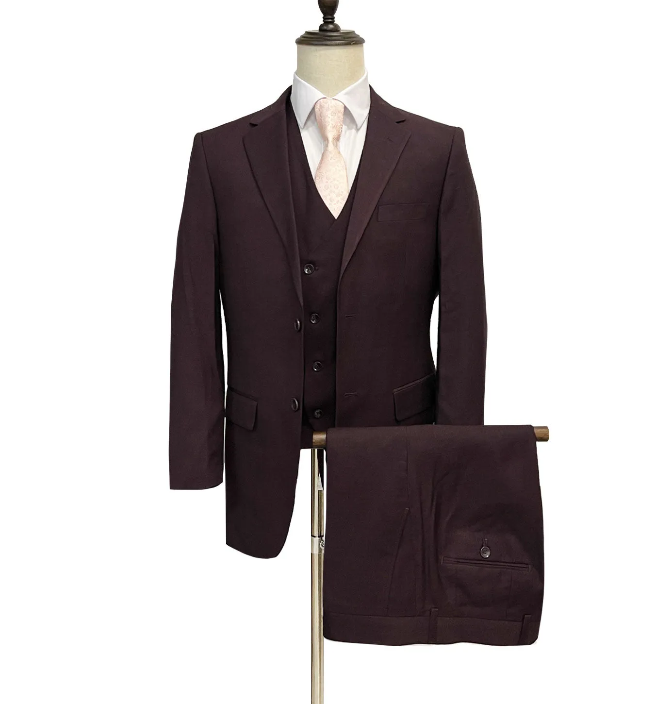 Mazari Vested Modern Fit  Suit - Paris Burgundy 6100