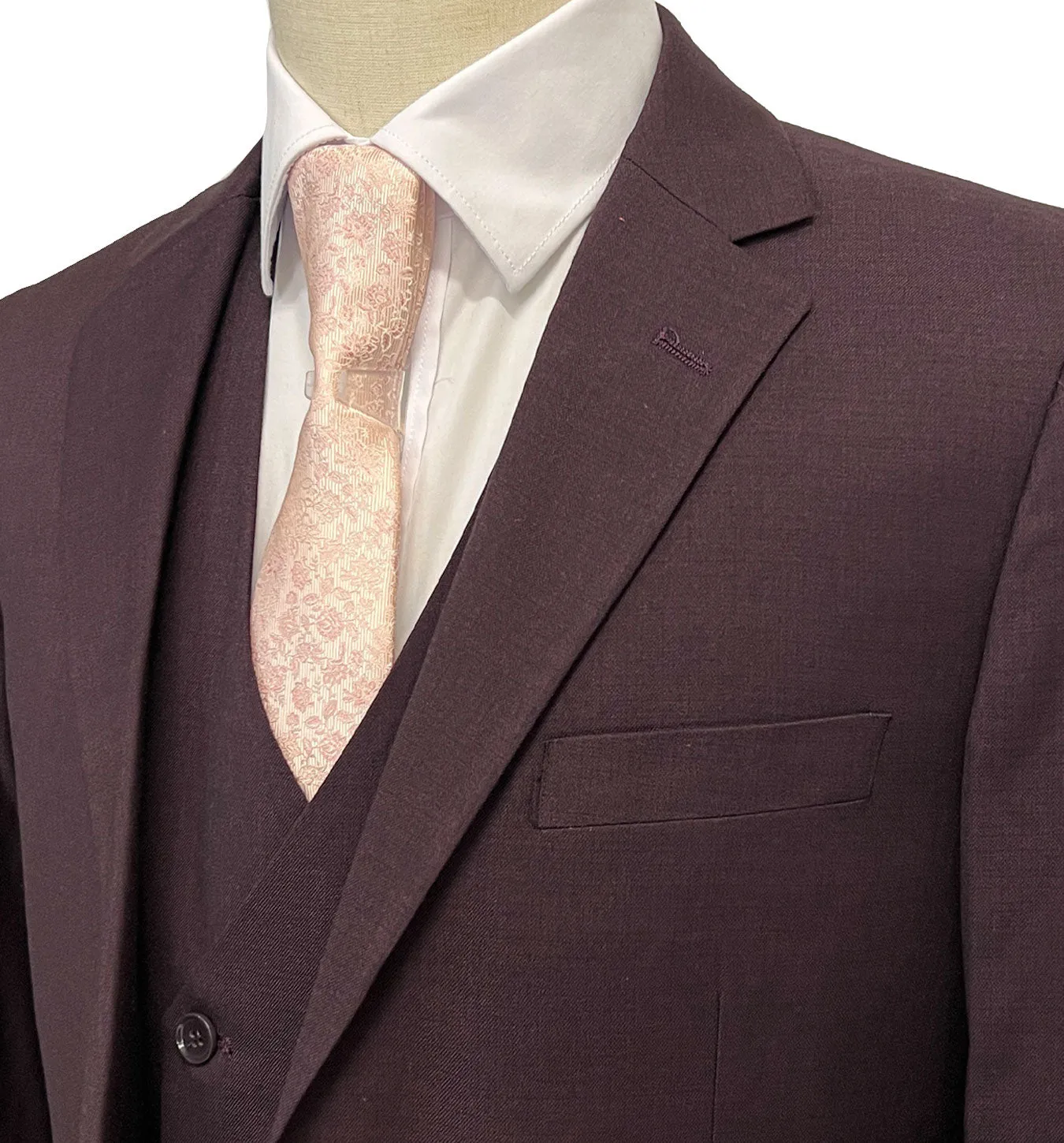 Mazari Vested Modern Fit  Suit - Paris Burgundy 6100