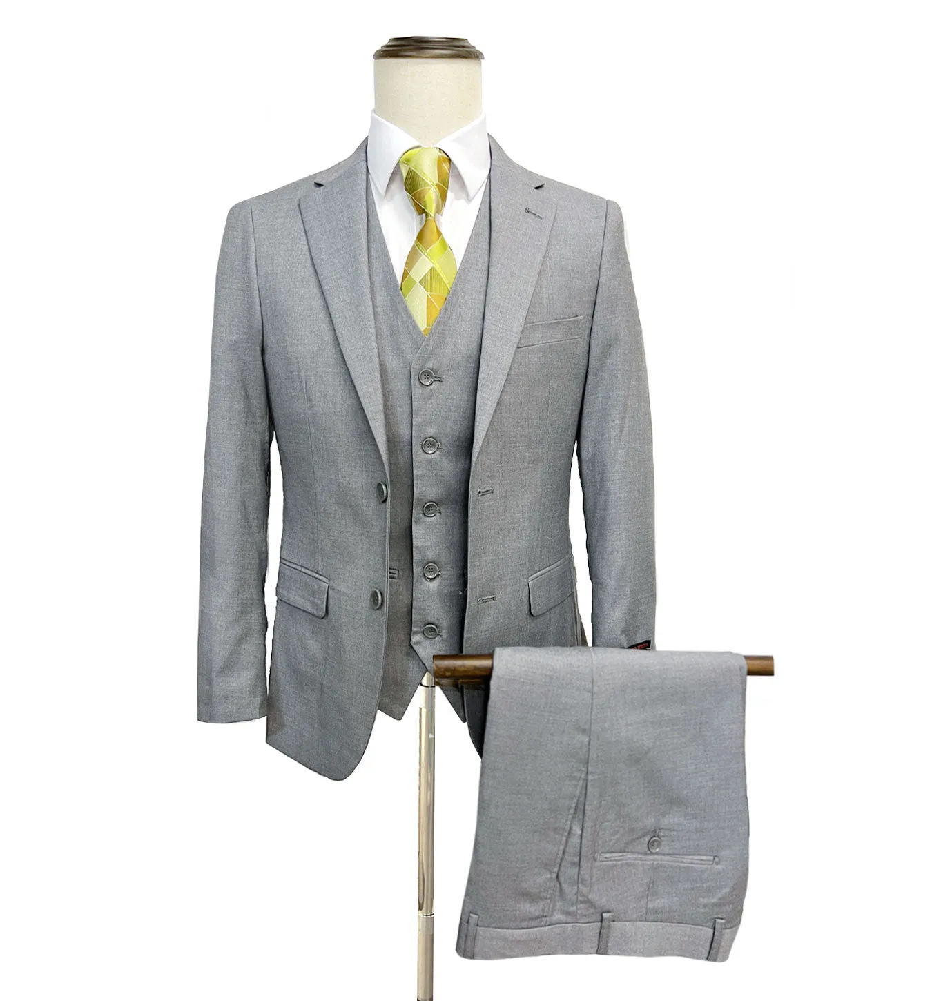 Mazari Vested Slim Fit Suit - Paris Silver 1525