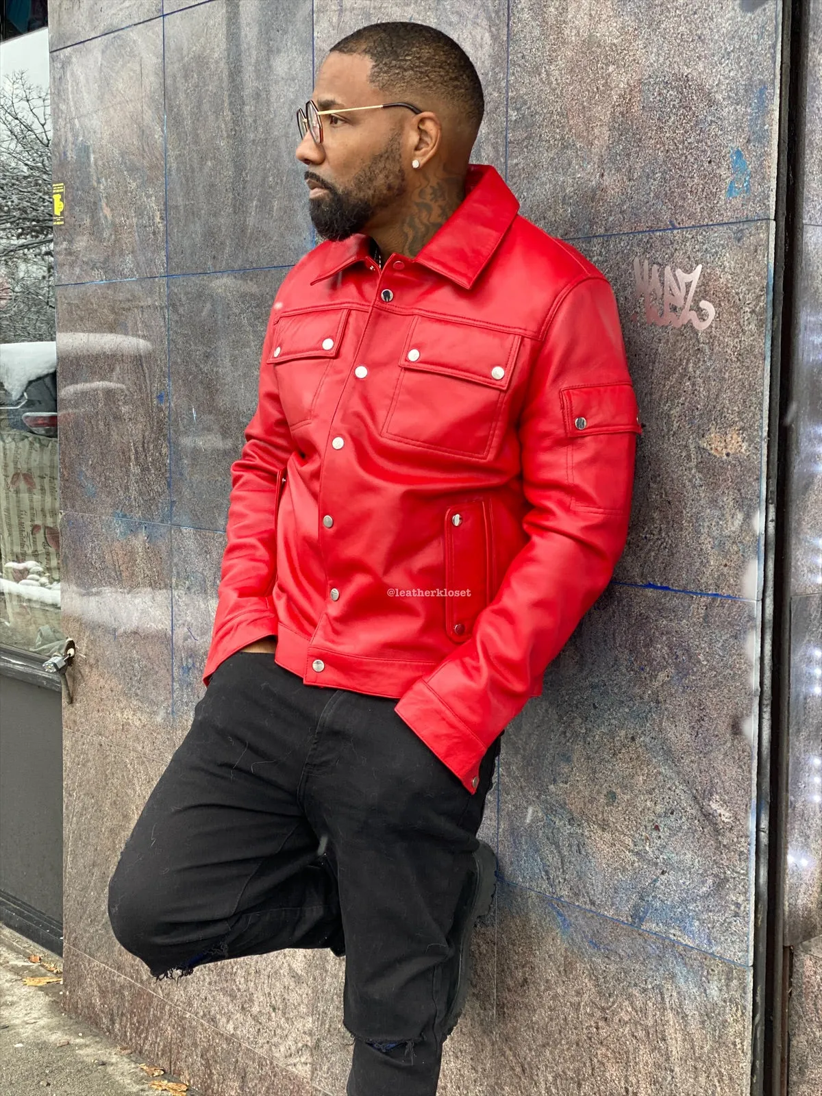 Men's Jax Leather Jacket [Red]