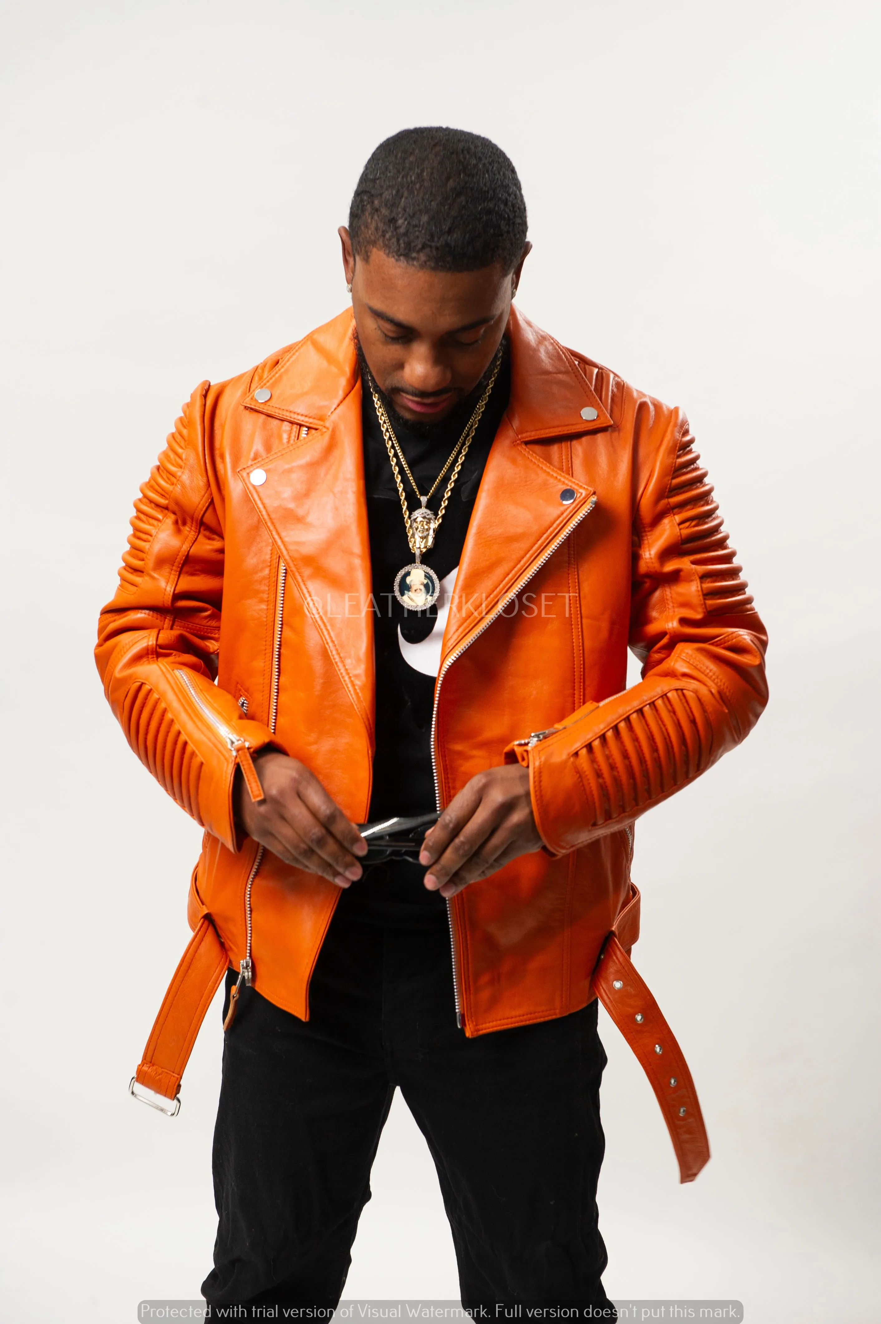 Men's Trey Biker Jacket [Orange]