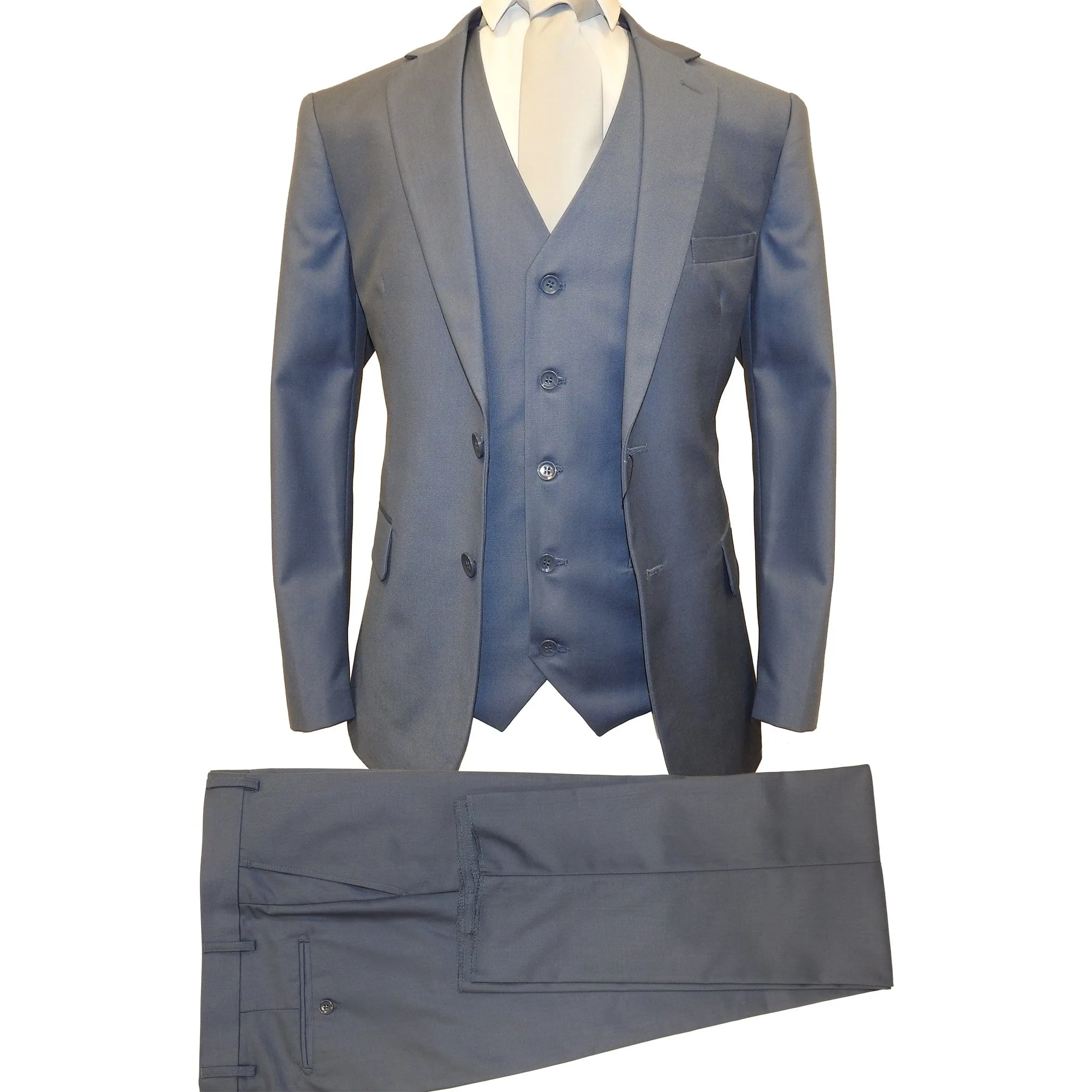 MILANO LABEL VESTED SUIT/SLATE BLUE