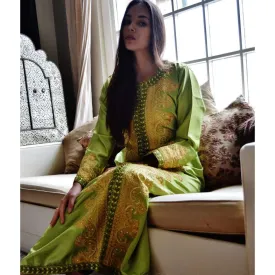 Moss Green with Gold Moroccan Takchita Party Kaftan-Kalia Style