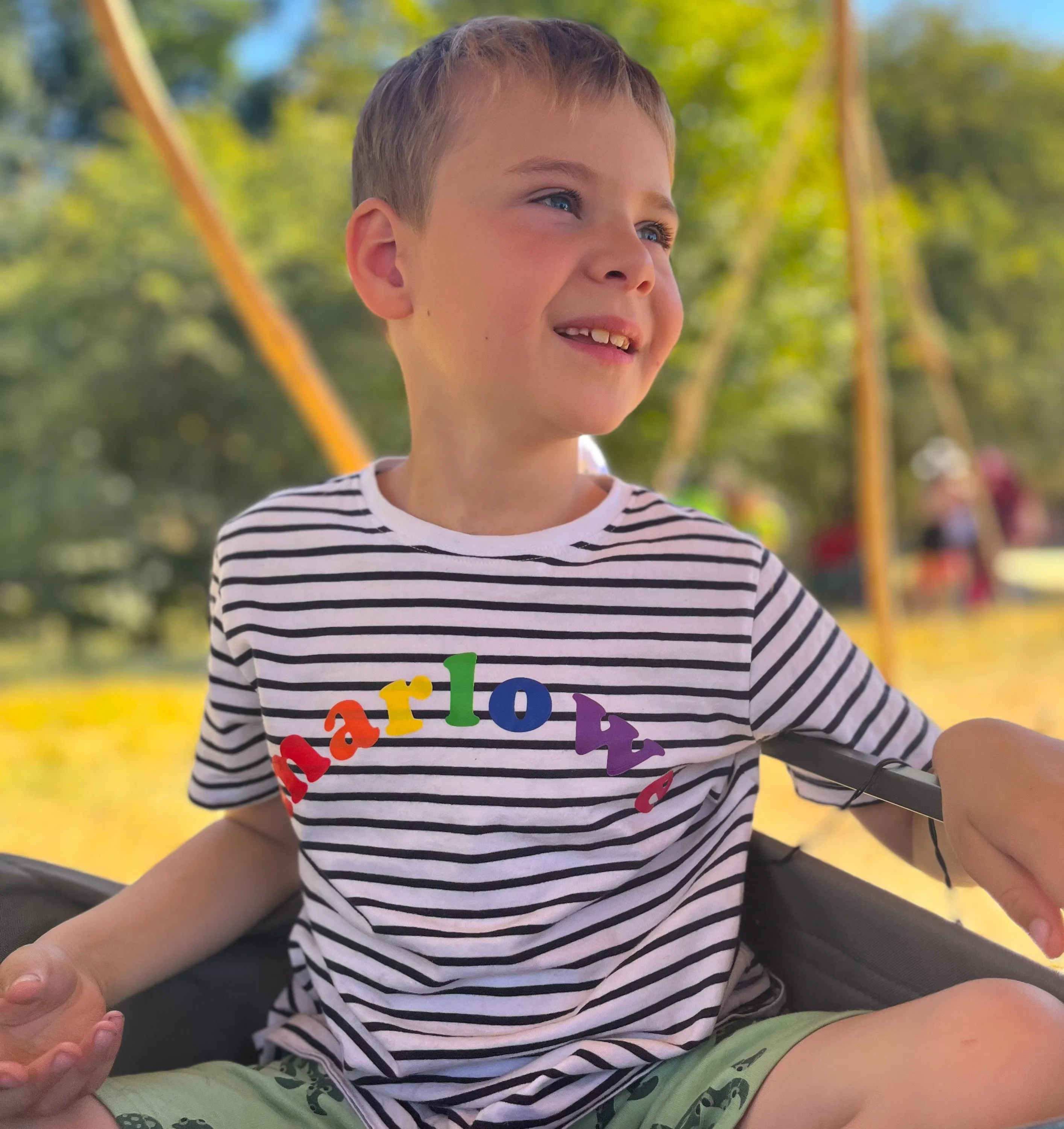 Multicolour arch name striped t-shirt