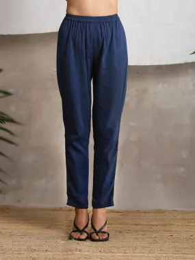 Navy Blue Crinkled Pant