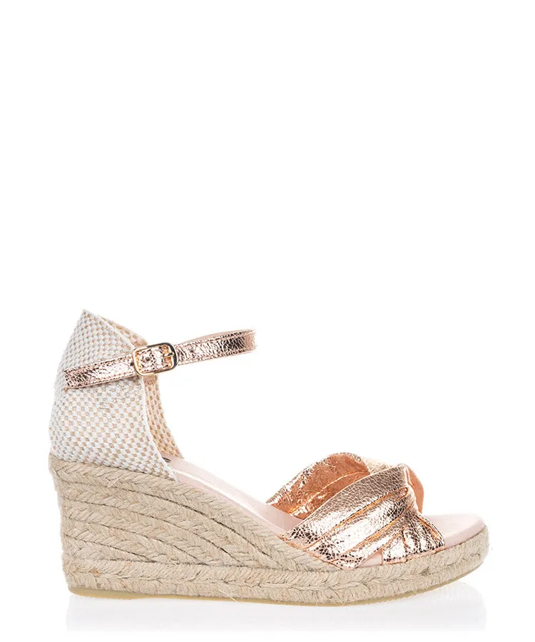 NEO Zara Crackle Rose Gold Espadrille Sandal