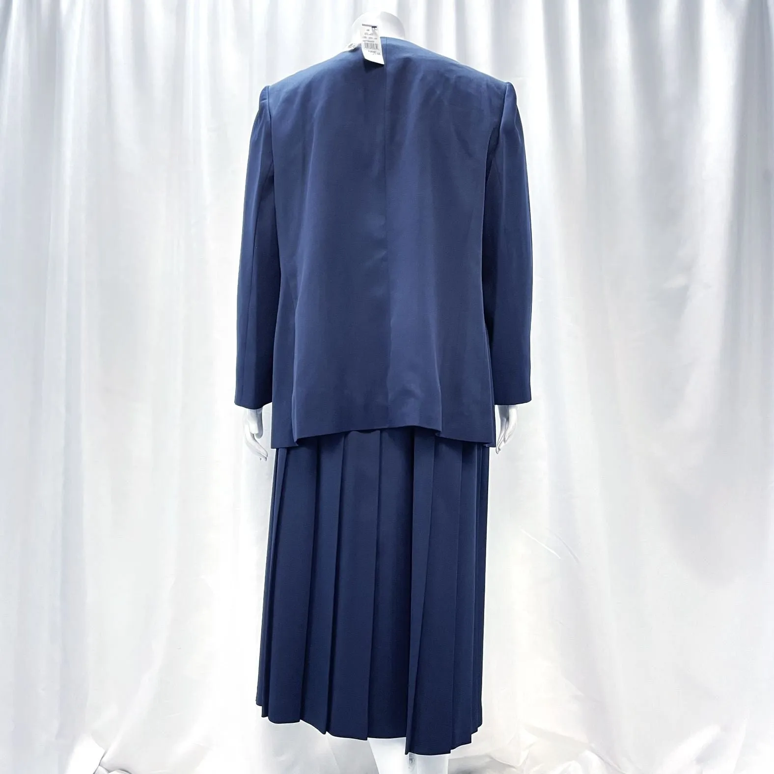 NWT 80s Vintage GILMOR Blue Double Breasted Jacket & Pleated Skirt Suit Sz 22