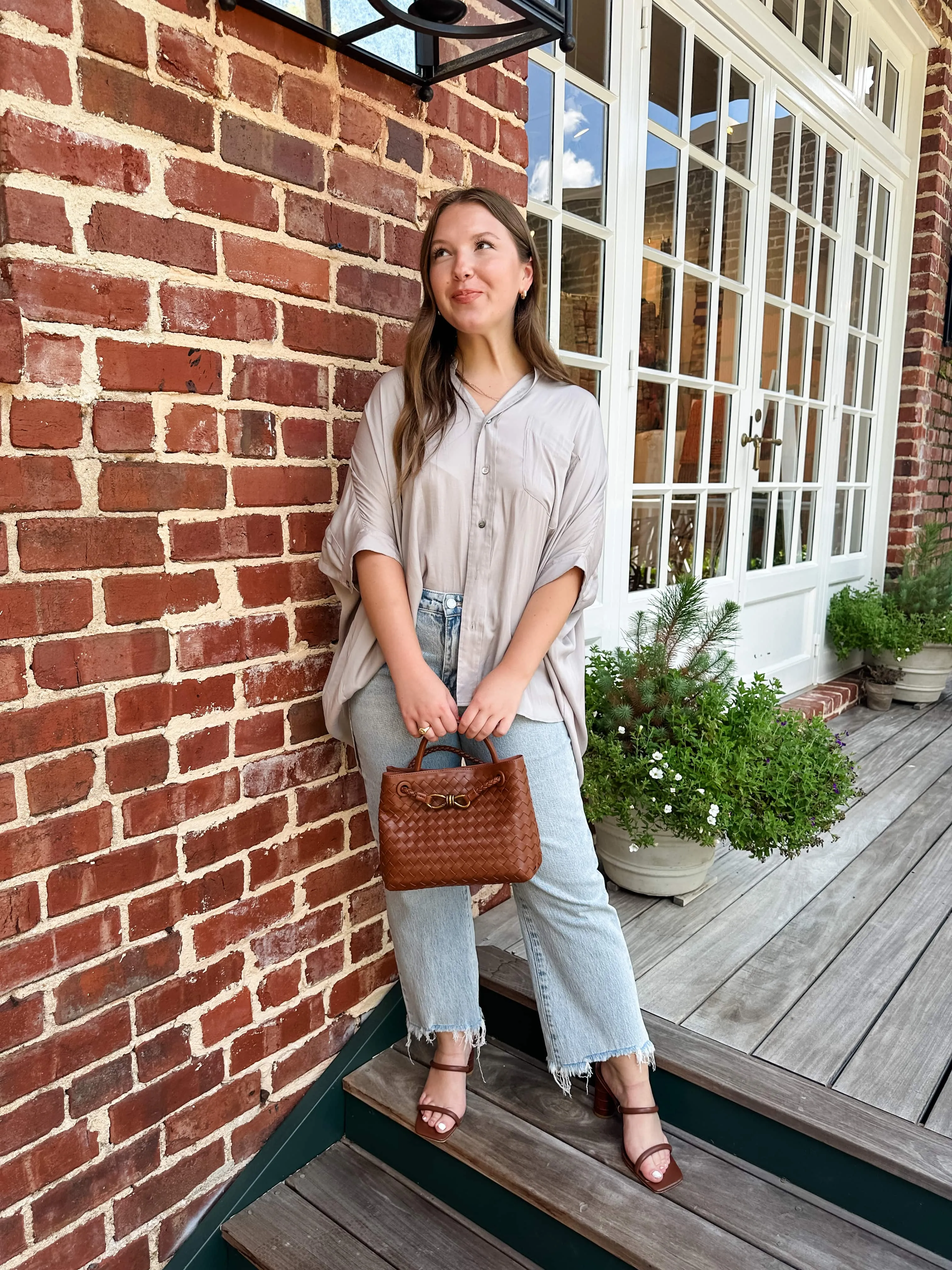 One Pocket Silky Button Down Top