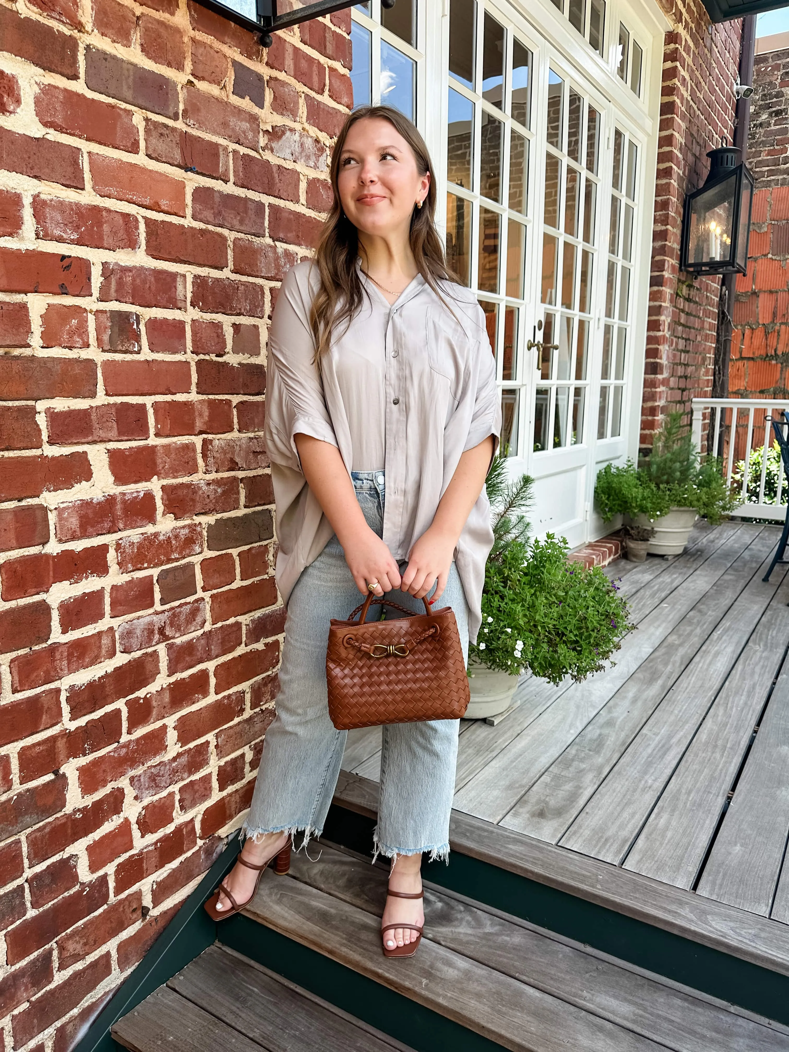 One Pocket Silky Button Down Top