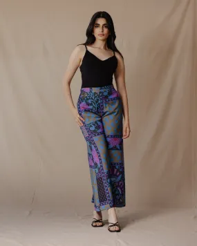 Paisley Patchwork Pants Olive X Purple