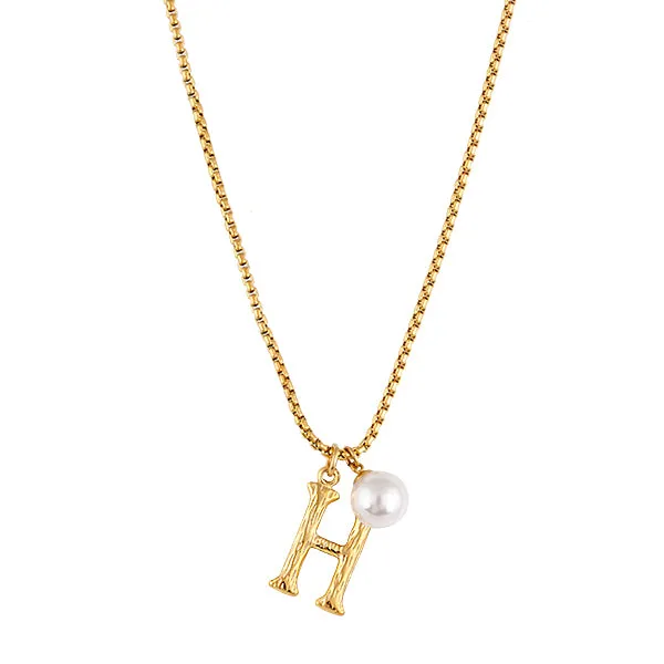 Pearl Letter H Necklace