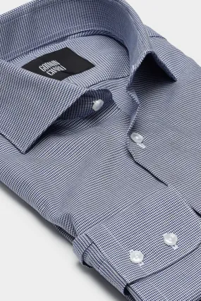 Pilot (BC) Shirt - Micro Navy Houndstooth Cotton