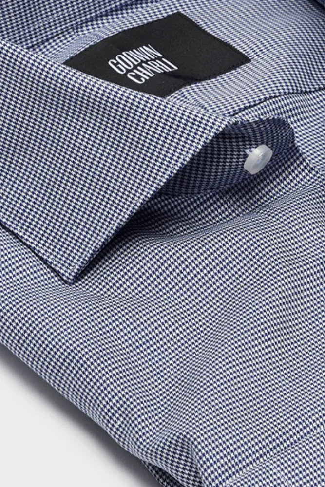 Pilot (BC) Shirt - Micro Navy Houndstooth Cotton