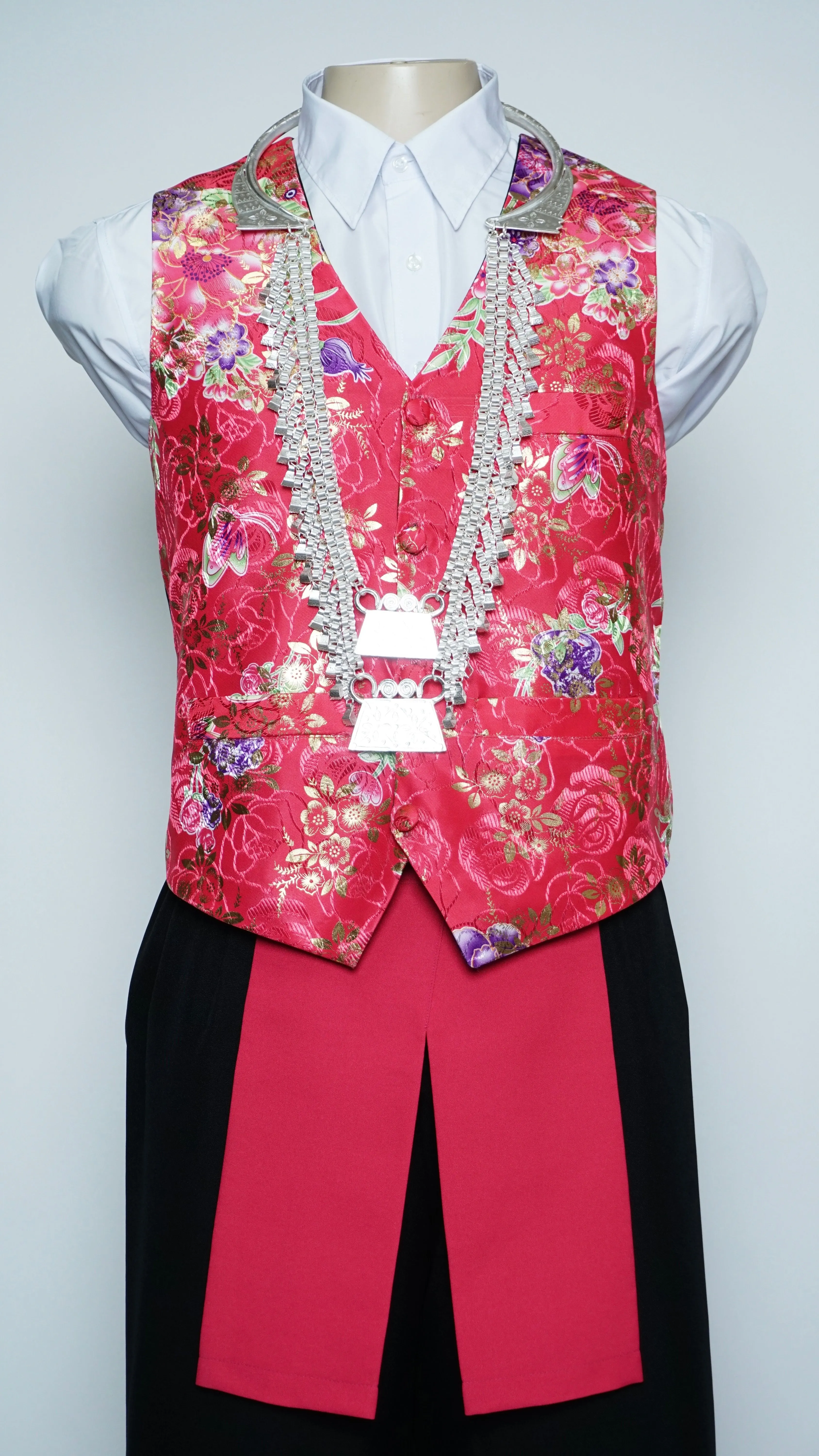 Pink Chinese Floral Vest