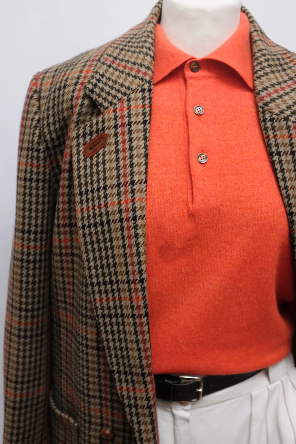 PURE CASHMERE ORANGE POLO SWEATER