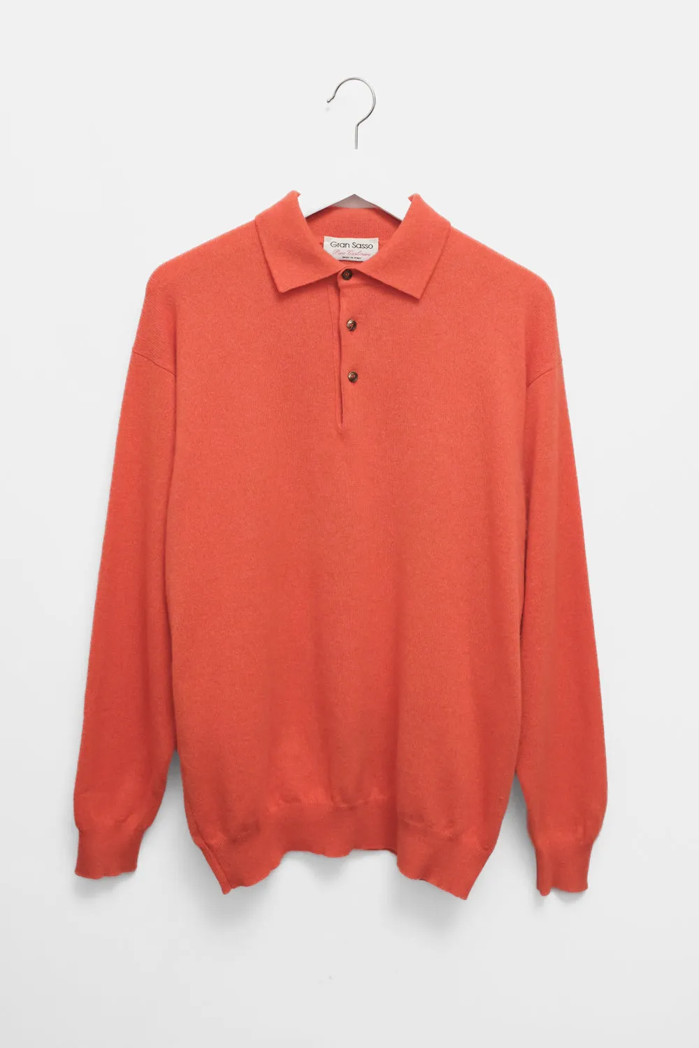 PURE CASHMERE ORANGE POLO SWEATER