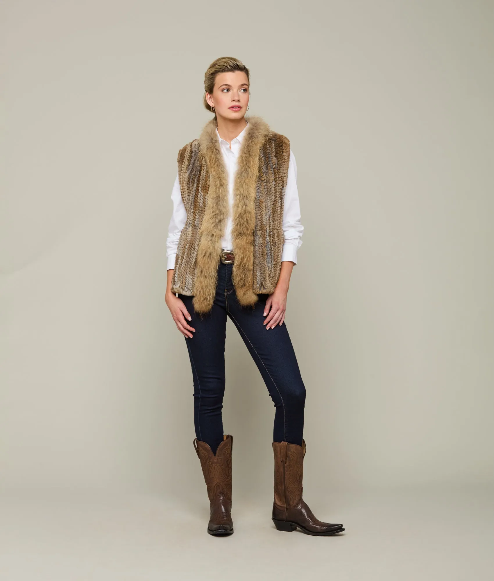 Rabbit Fur Vest :: Natural