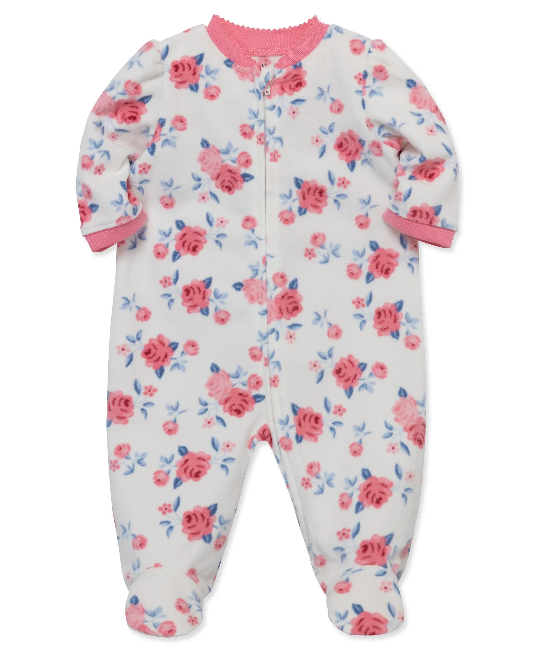 Rose Fleece 2-Way-Zip Sleeper Footie (3M-9M)