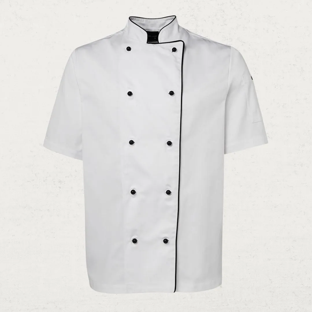 Short Sleeve Chef Jacket with Piping