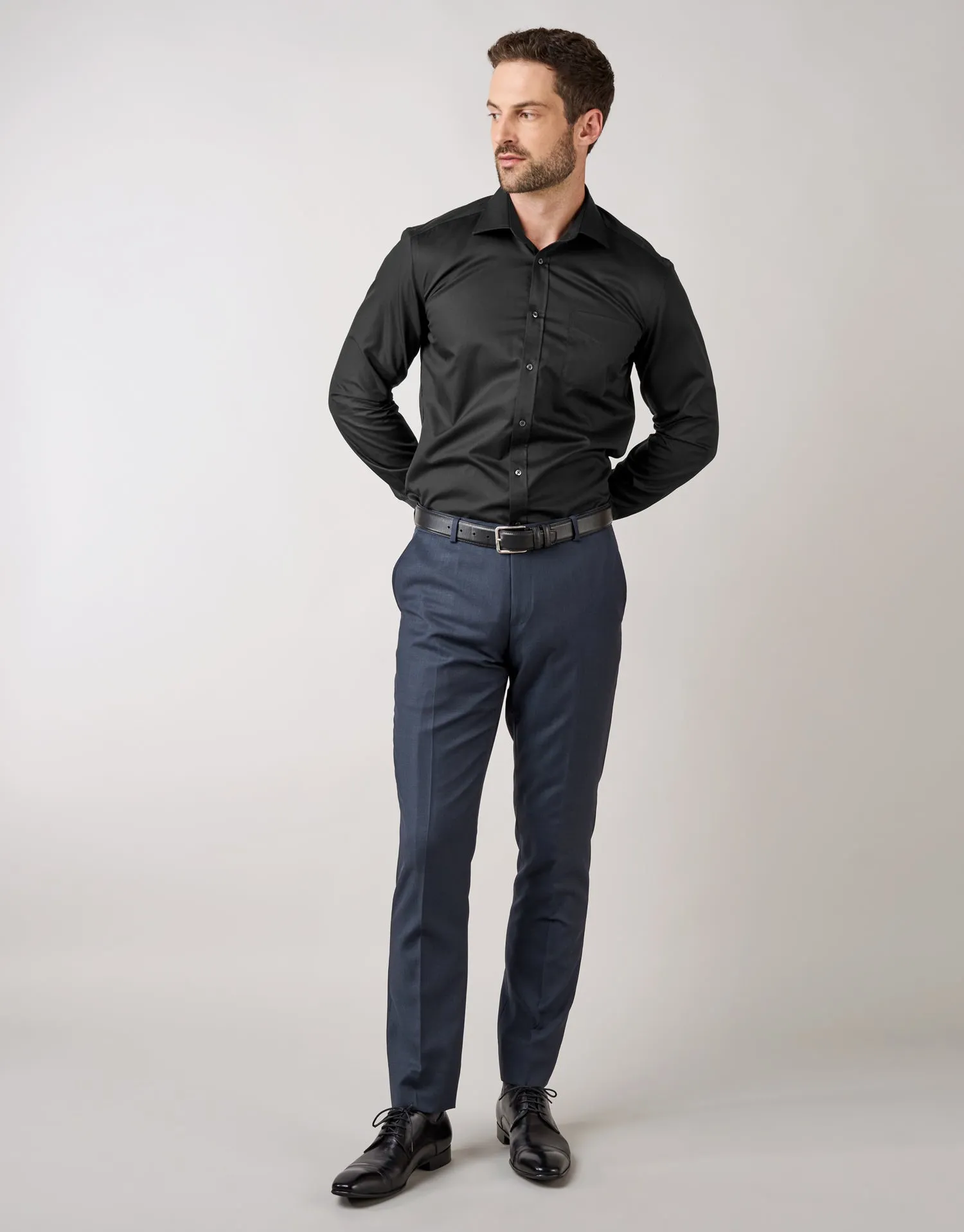 Sinatra Black Twill Business Shirt