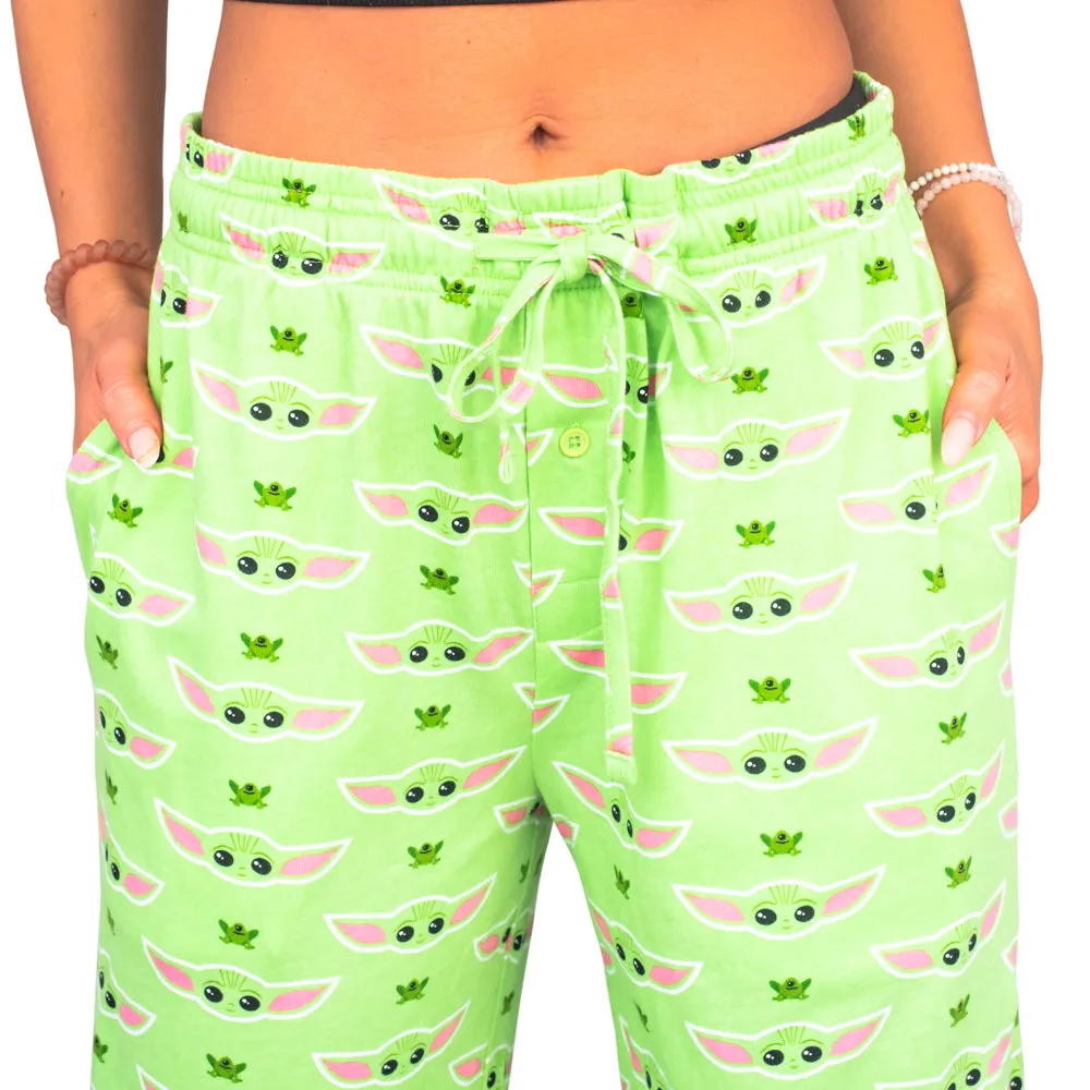 Star Wars Baby Yoda and Frogs Pajamas Green Lounge Pants