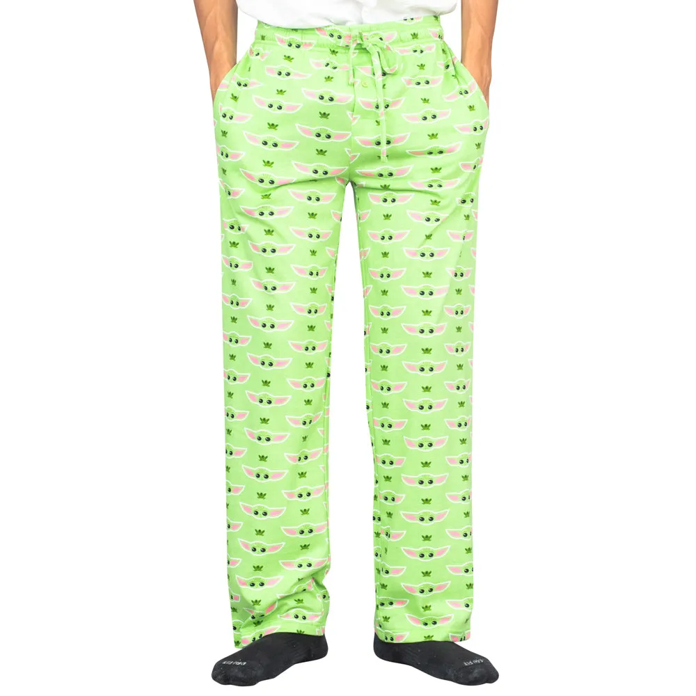 Star Wars Baby Yoda and Frogs Pajamas Green Lounge Pants