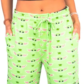 Star Wars Baby Yoda and Frogs Pajamas Green Lounge Pants