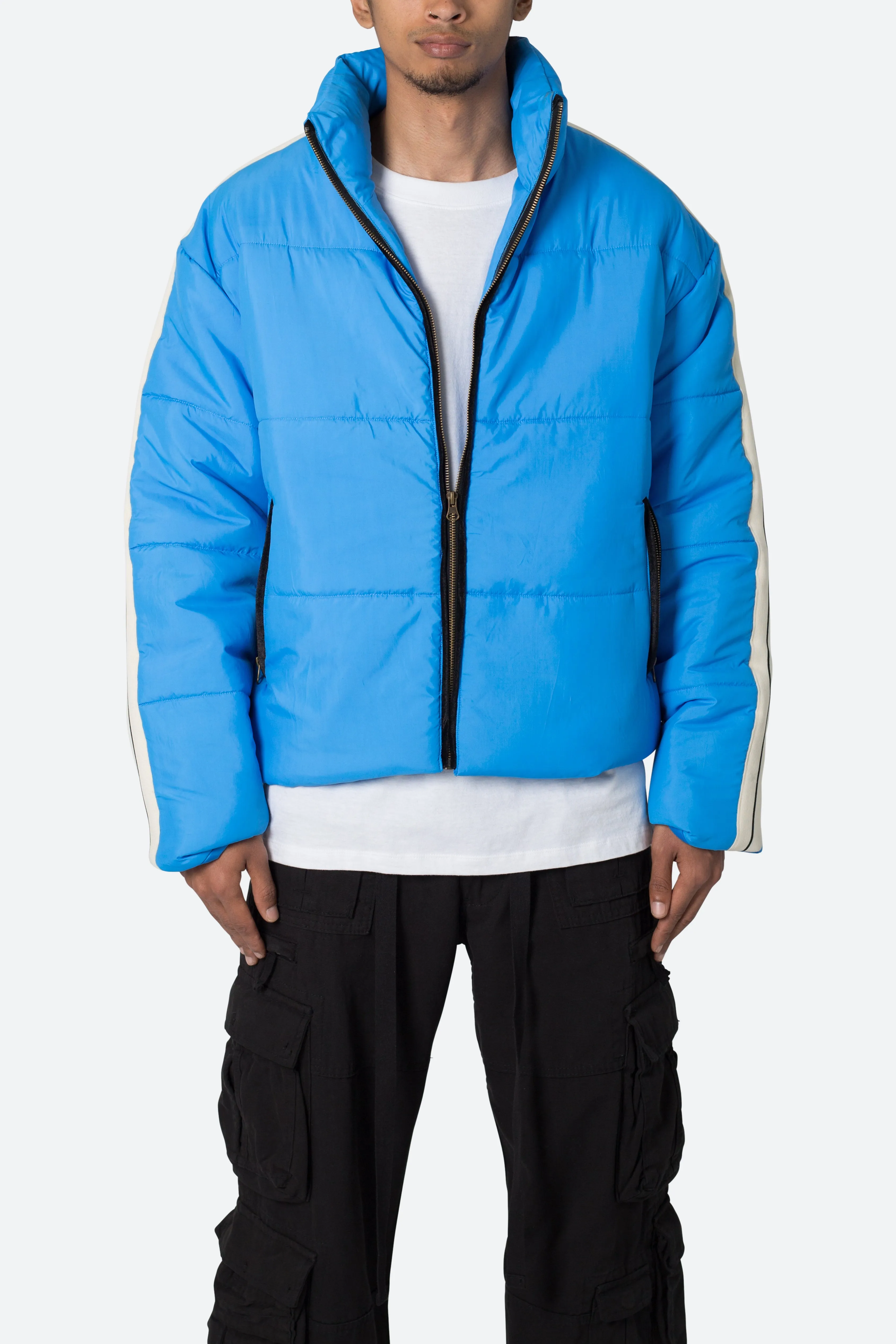 Striped Puffer Jacket - Blue