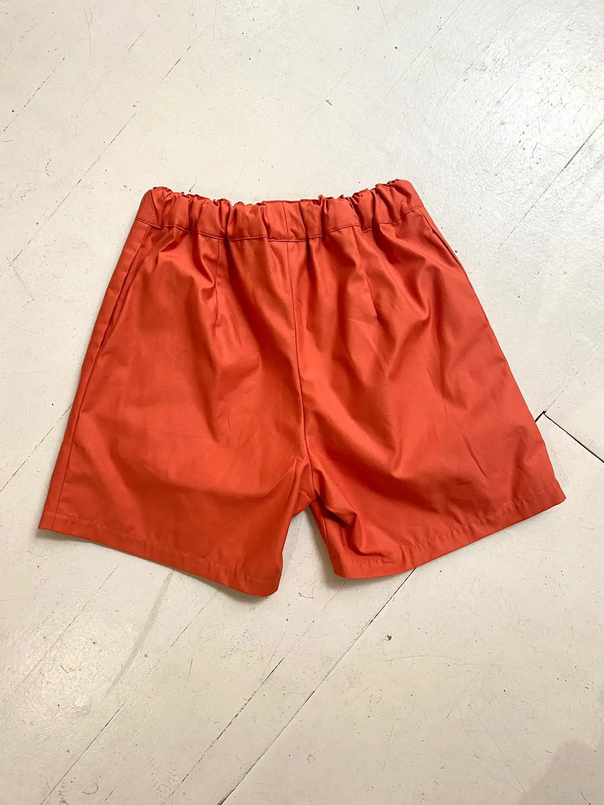 Swan Shorts in Orangy Red Cotton