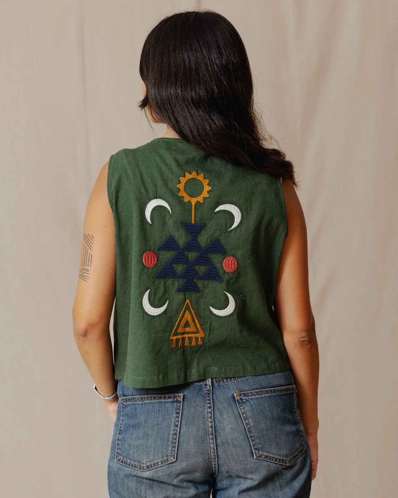 The Boho Lizard Vest Olive