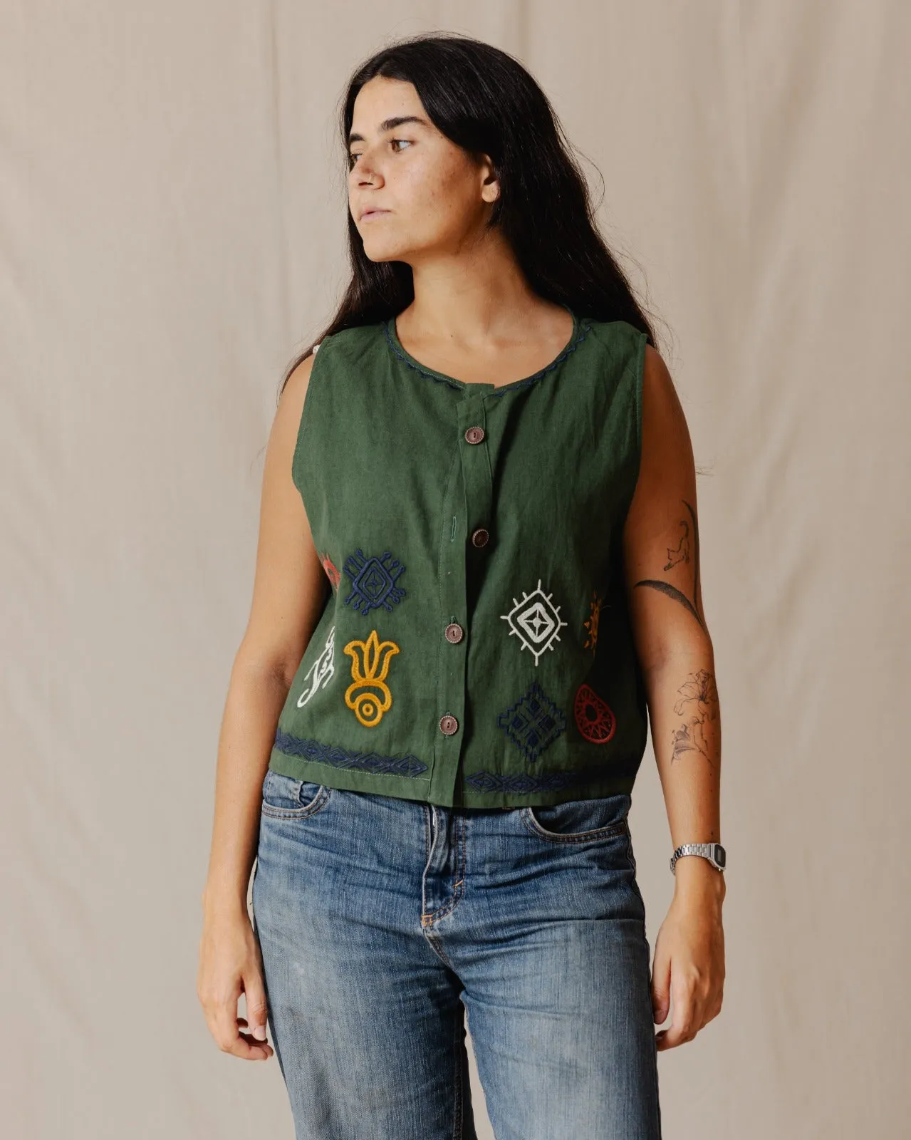 The Boho Lizard Vest Olive