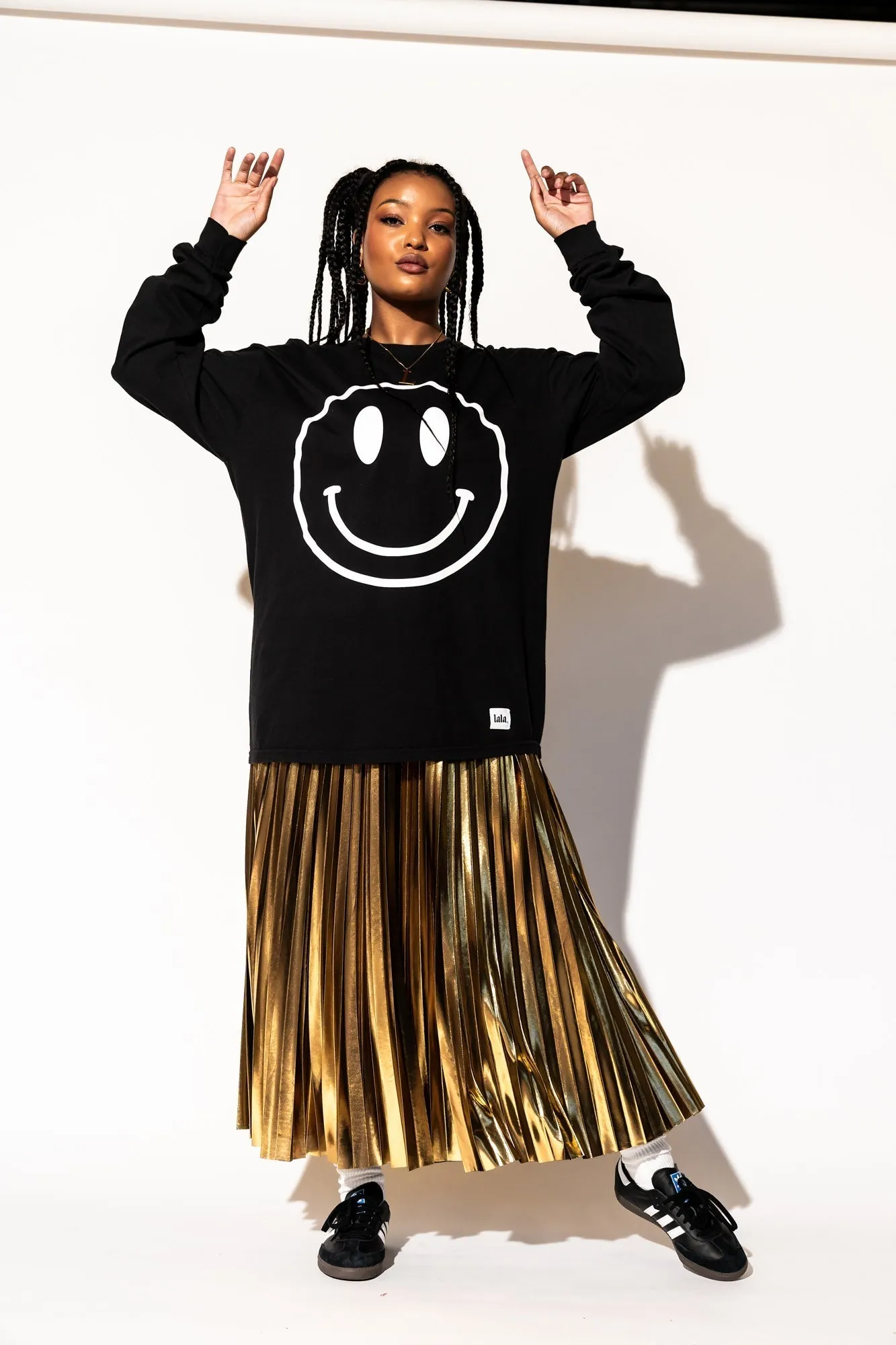 The World Needs Your Magic Groovy Oversized Long Sleeve Tee in Black   White