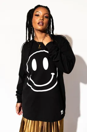 The World Needs Your Magic Groovy Oversized Long Sleeve Tee in Black   White