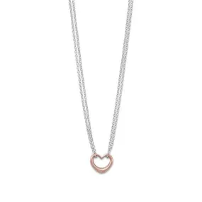 Two Tone Double Strand Open Heart Necklace- M H W ACCESSORIES