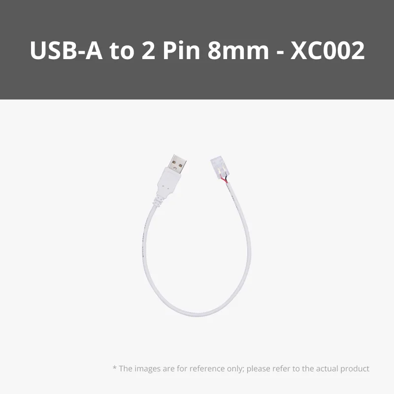 USB-A to 2 Pin 8mm Solderless Quick Connector For White LED