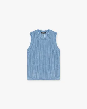 Washed Knit Vest - Sky Blue