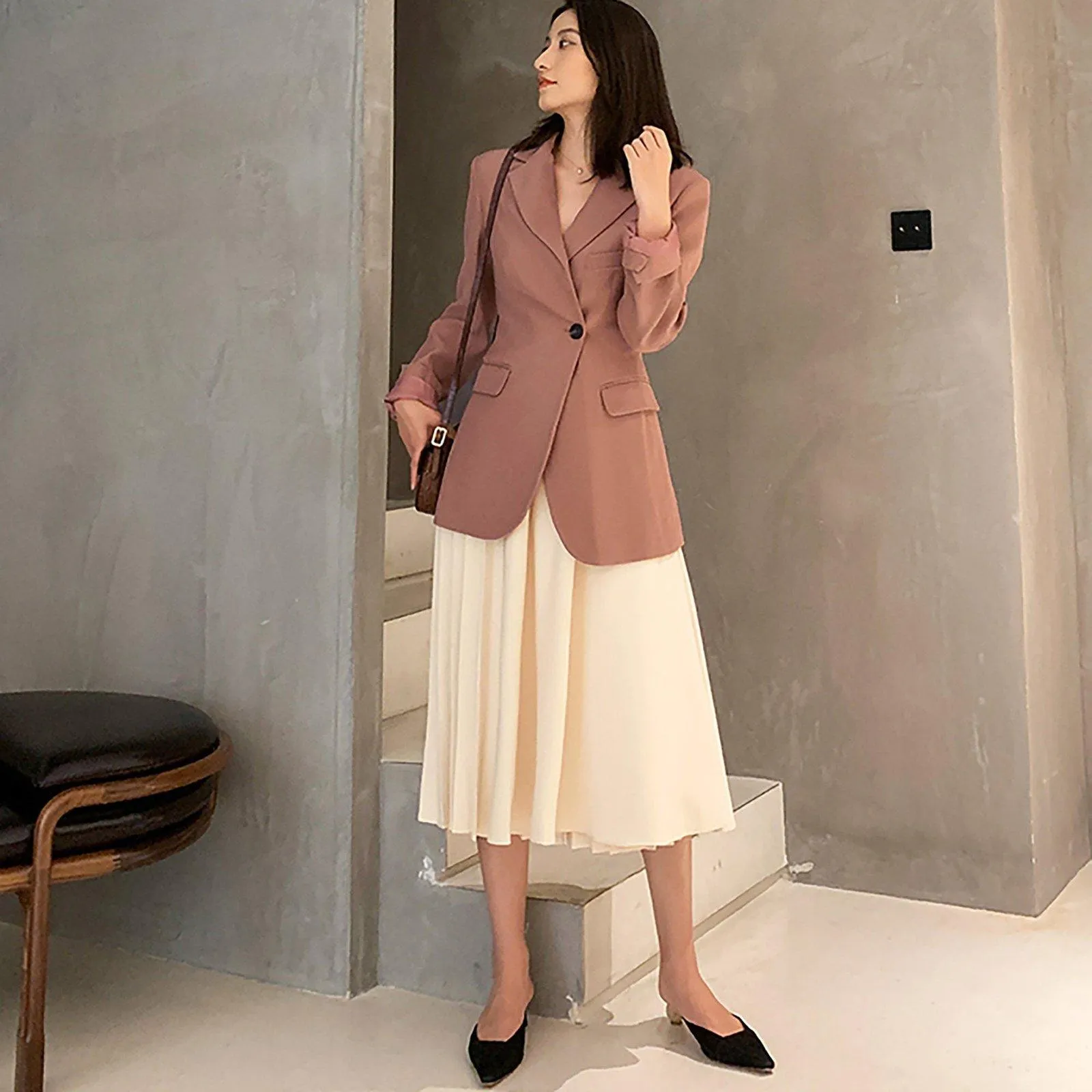 Women one button Blazer,Coral Asymmetric Blazer Suit,Gray Blazer Suit,Business Attire Sexy Office Wear,Spring Autumn Suit Coat,Wedding Suit