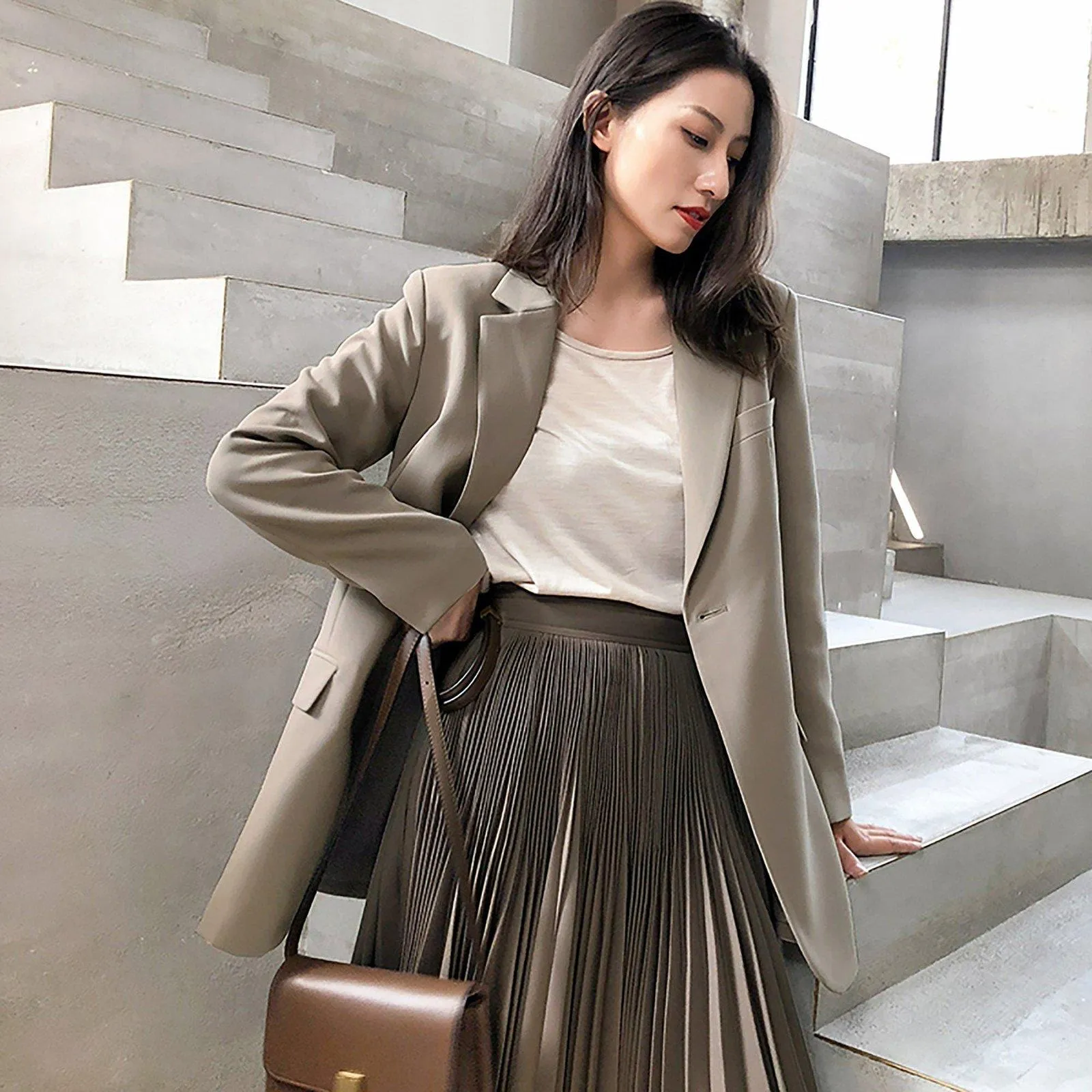 Women one button Blazer,Coral Asymmetric Blazer Suit,Gray Blazer Suit,Business Attire Sexy Office Wear,Spring Autumn Suit Coat,Wedding Suit